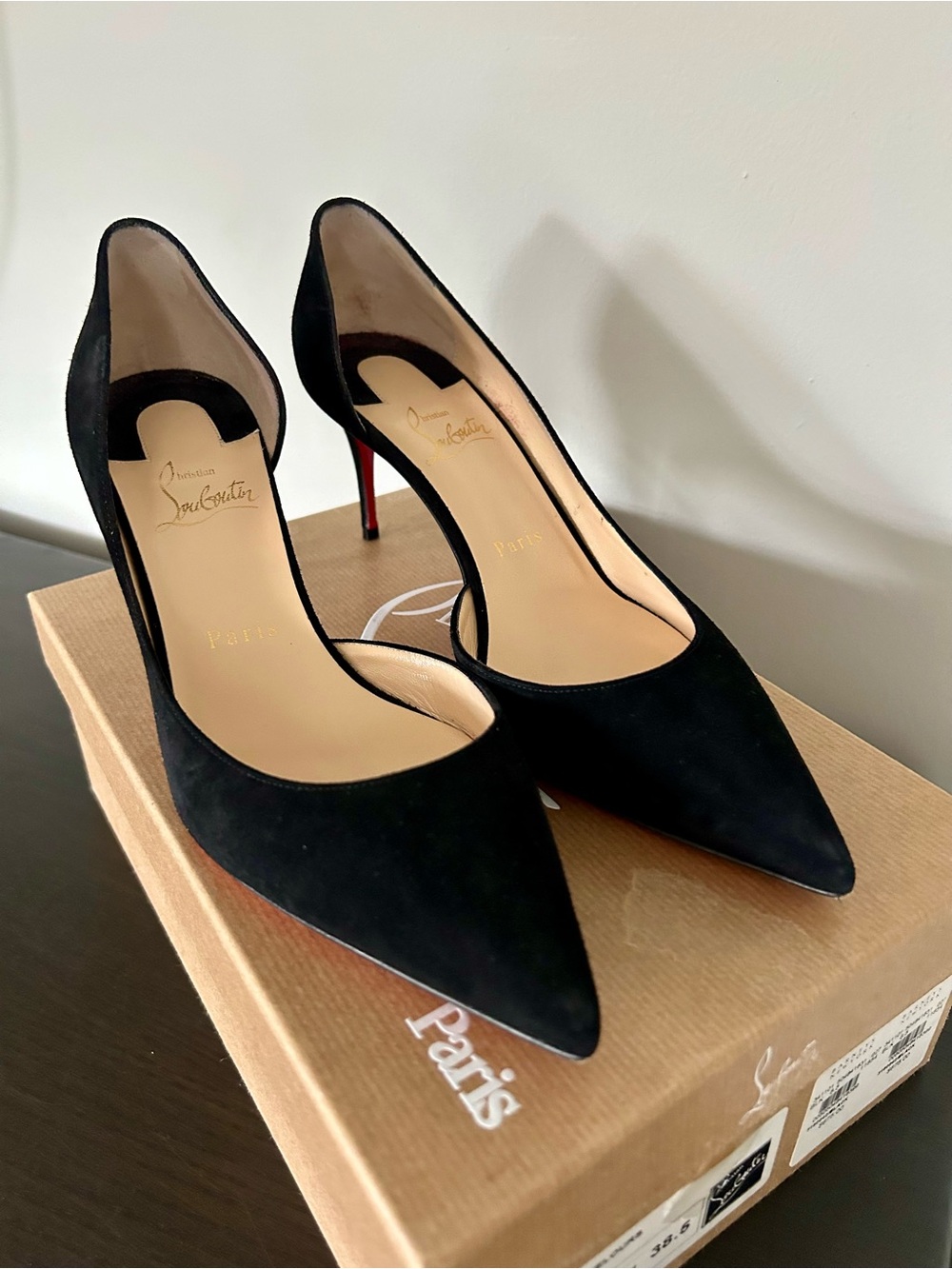 Christian Louboutin Iriza 70mm d’orsay suede pumps